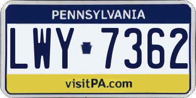 PA license plate LWY7362