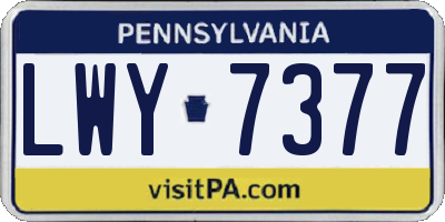 PA license plate LWY7377