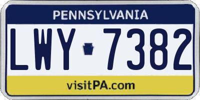 PA license plate LWY7382