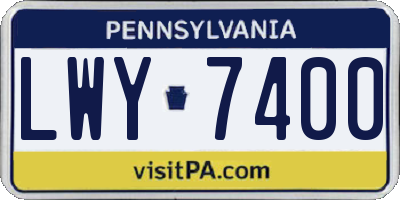 PA license plate LWY7400