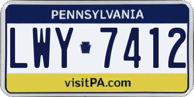 PA license plate LWY7412