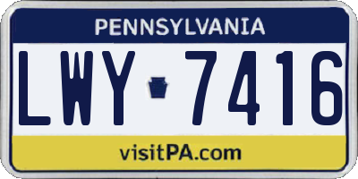 PA license plate LWY7416