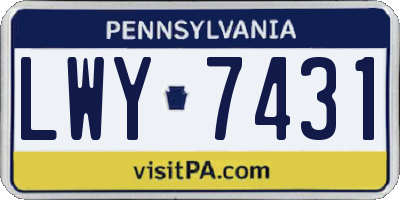 PA license plate LWY7431