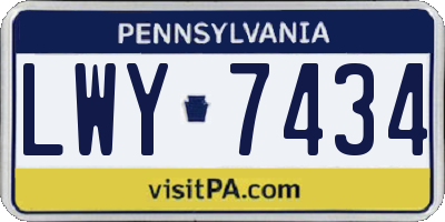 PA license plate LWY7434