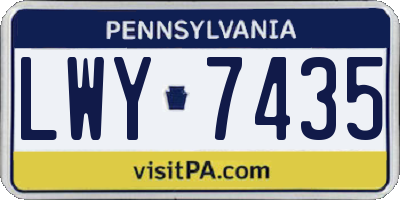 PA license plate LWY7435
