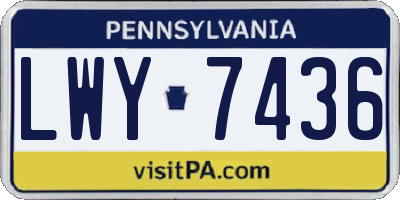 PA license plate LWY7436
