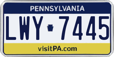 PA license plate LWY7445