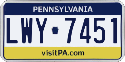 PA license plate LWY7451