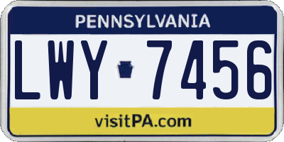 PA license plate LWY7456