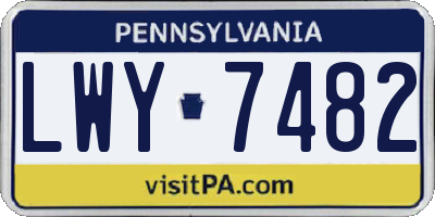 PA license plate LWY7482