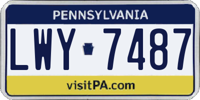 PA license plate LWY7487