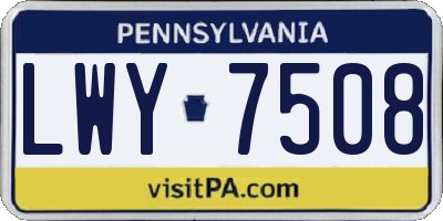 PA license plate LWY7508