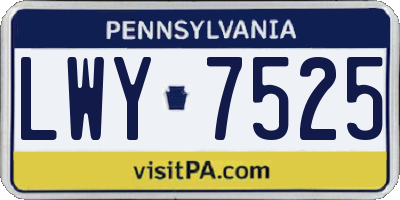 PA license plate LWY7525