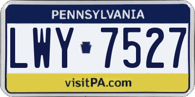 PA license plate LWY7527
