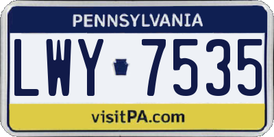 PA license plate LWY7535