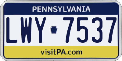 PA license plate LWY7537