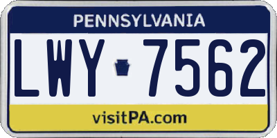PA license plate LWY7562