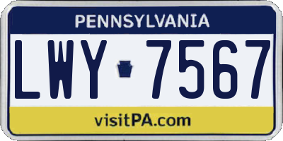 PA license plate LWY7567