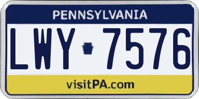 PA license plate LWY7576