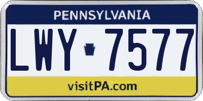 PA license plate LWY7577