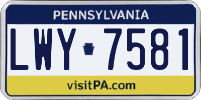 PA license plate LWY7581