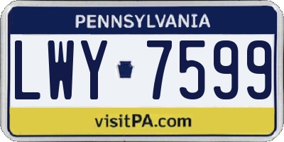 PA license plate LWY7599