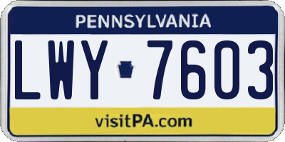 PA license plate LWY7603