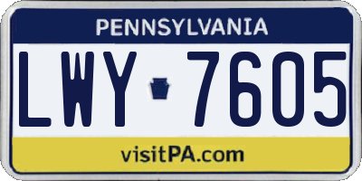 PA license plate LWY7605