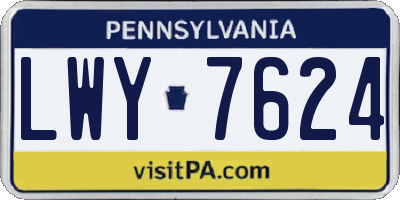 PA license plate LWY7624