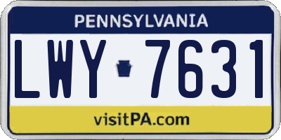 PA license plate LWY7631