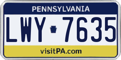 PA license plate LWY7635