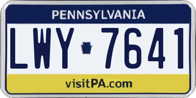 PA license plate LWY7641