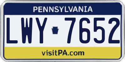 PA license plate LWY7652