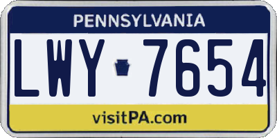 PA license plate LWY7654