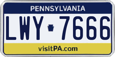 PA license plate LWY7666