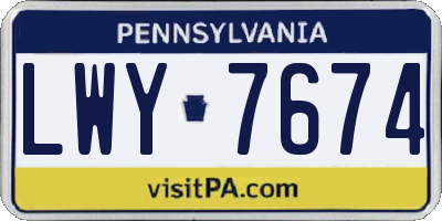 PA license plate LWY7674