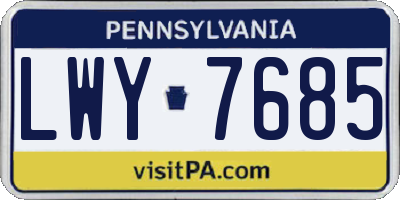 PA license plate LWY7685