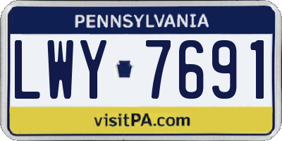 PA license plate LWY7691