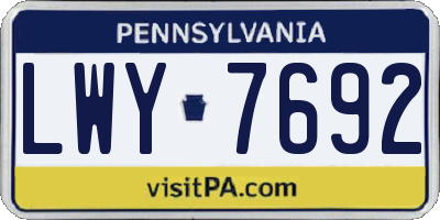 PA license plate LWY7692