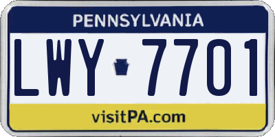 PA license plate LWY7701