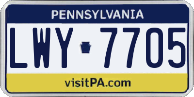 PA license plate LWY7705