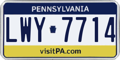PA license plate LWY7714