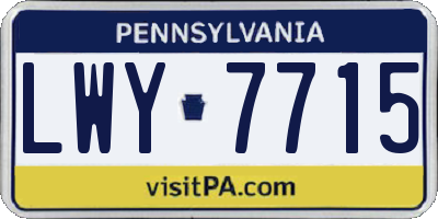 PA license plate LWY7715