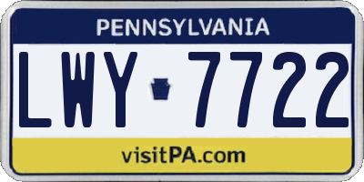 PA license plate LWY7722