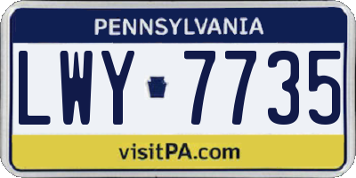 PA license plate LWY7735