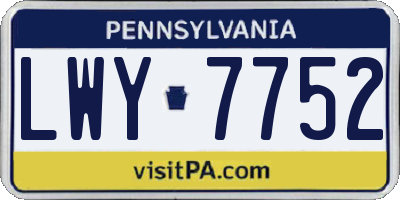 PA license plate LWY7752