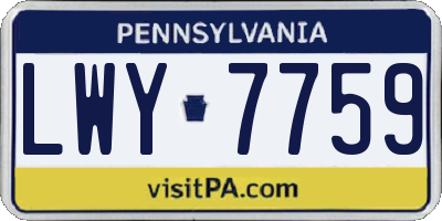 PA license plate LWY7759
