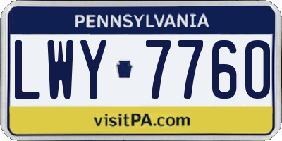 PA license plate LWY7760