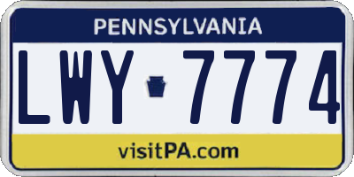 PA license plate LWY7774