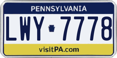PA license plate LWY7778
